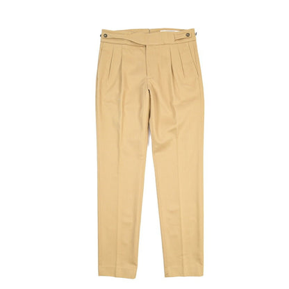 BERWICH “RAFFI GURKHA” コットン100% ツータックベルトレススラックス ベージュ(sand) 46 | GUARDAROBA MILANO OFFICIAL STORE