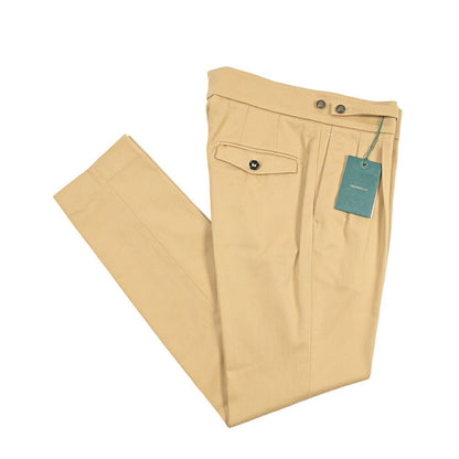 BERWICH “RAFFI GURKHA” コットン100% ツータックベルトレススラックス ベージュ(sand) 46 | GUARDAROBA MILANO OFFICIAL STORE