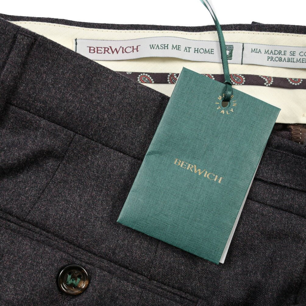 BERWICH “RETRO” ウォッシャブルウール100% ワンタックスラックス パープル(purple) 48 | GUARDAROBA MILANO OFFICIAL STORE