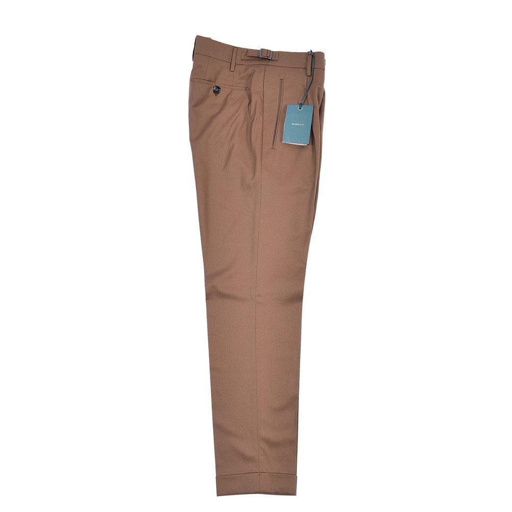 BERWICH “RETRO” ヴァージンウール100% ワンタックスラックス / CANONICO製生地 ブラウン(bronze) 46 | GUARDAROBA MILANO OFFICIAL STORE
