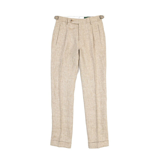 BERWICH “RETRO 1P” リネン100% ワンタックスラックス ベージュ(desert) 42 | GUARDAROBA MILANO OFFICIAL STORE