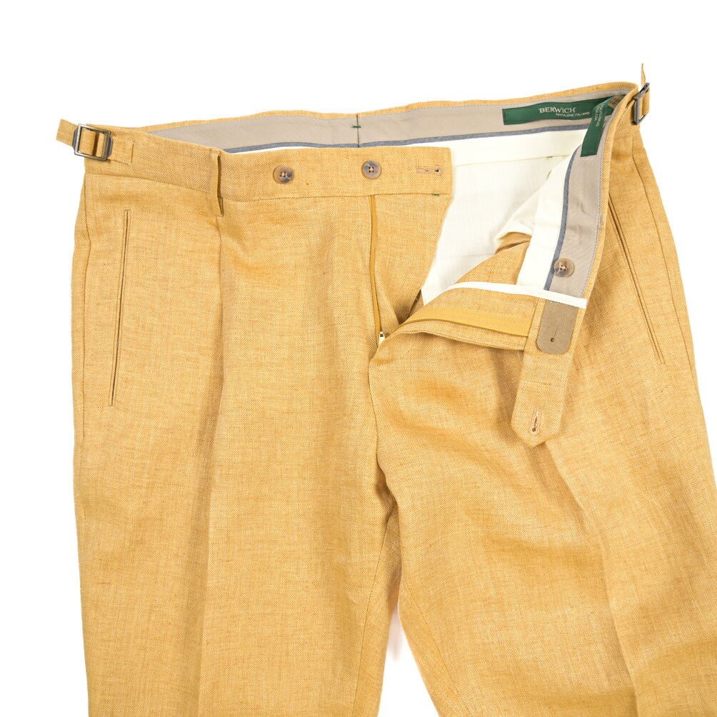 BERWICH “RETRO 1P” リネン100% ワンタックスラックス ゴールド(gold) 54 | GUARDAROBA MILANO OFFICIAL STORE
