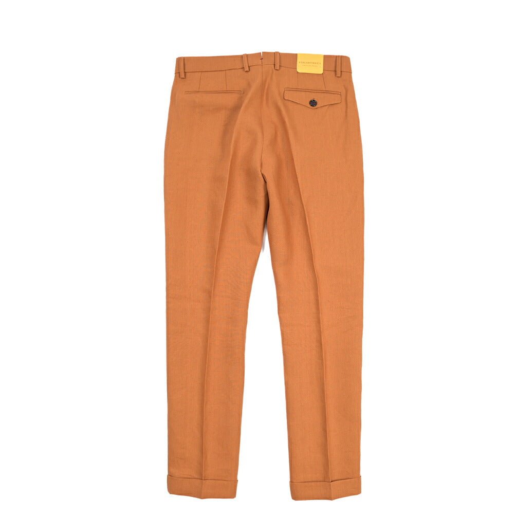 BERWICH “RETRO 1P” リネン100% ワンタックスラックス オレンジ(bronze) 48 | GUARDAROBA MILANO OFFICIAL STORE
