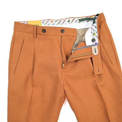 BERWICH “RETRO 1P” リネン100% ワンタックスラックス オレンジ(bronze) 48 | GUARDAROBA MILANO OFFICIAL STORE