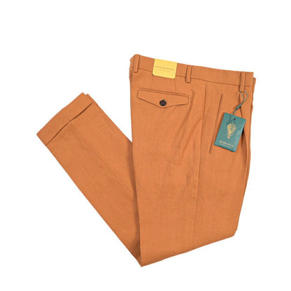 BERWICH “RETRO 1P” リネン100% ワンタックスラックス オレンジ(bronze) 48 | GUARDAROBA MILANO OFFICIAL STORE