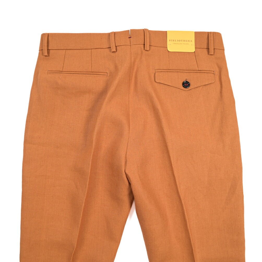 BERWICH “RETRO 1P” リネン100% ワンタックスラックス オレンジ(bronze) 48 | GUARDAROBA MILANO OFFICIAL STORE
