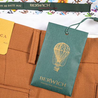 BERWICH “RETRO 1P” リネン100% ワンタックスラックス オレンジ(bronze) 48 | GUARDAROBA MILANO OFFICIAL STORE