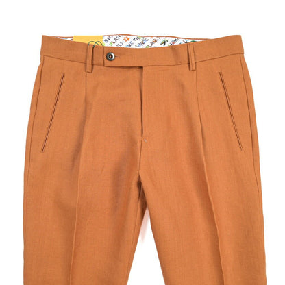 BERWICH “RETRO 1P” リネン100% ワンタックスラックス オレンジ(bronze) 48 | GUARDAROBA MILANO OFFICIAL STORE
