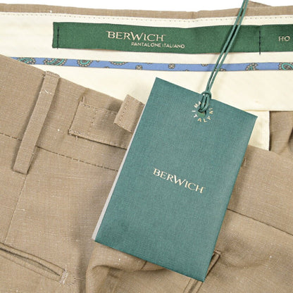 BERWICH “RETRO 1P” リネン混コットン ワンタックパンツ ベージュ(beige) 48 | GUARDAROBA MILANO OFFICIAL STORE