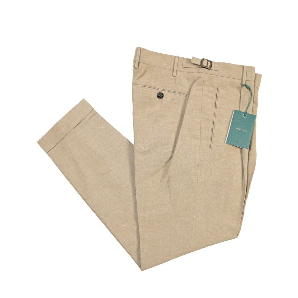BERWICH “RETRO 1P” リネン混コットン ワンタックパンツ ベージュ(beige) 48 | GUARDAROBA MILANO OFFICIAL STORE