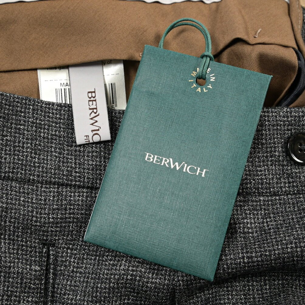 BERWICH “RETRO” ストレッチウール ワンタックスラックス グレー(grey) 46 | GUARDAROBA MILANO OFFICIAL STORE