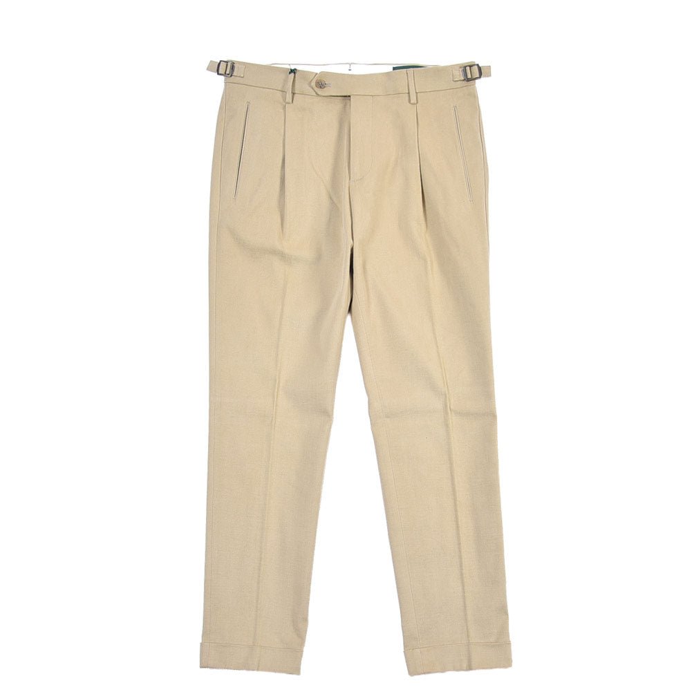 BERWICH “RETRO” ストレッチコットン ワンタックパンツ ベージュ(beige) 48 | GUARDAROBA MILANO OFFICIAL STORE
