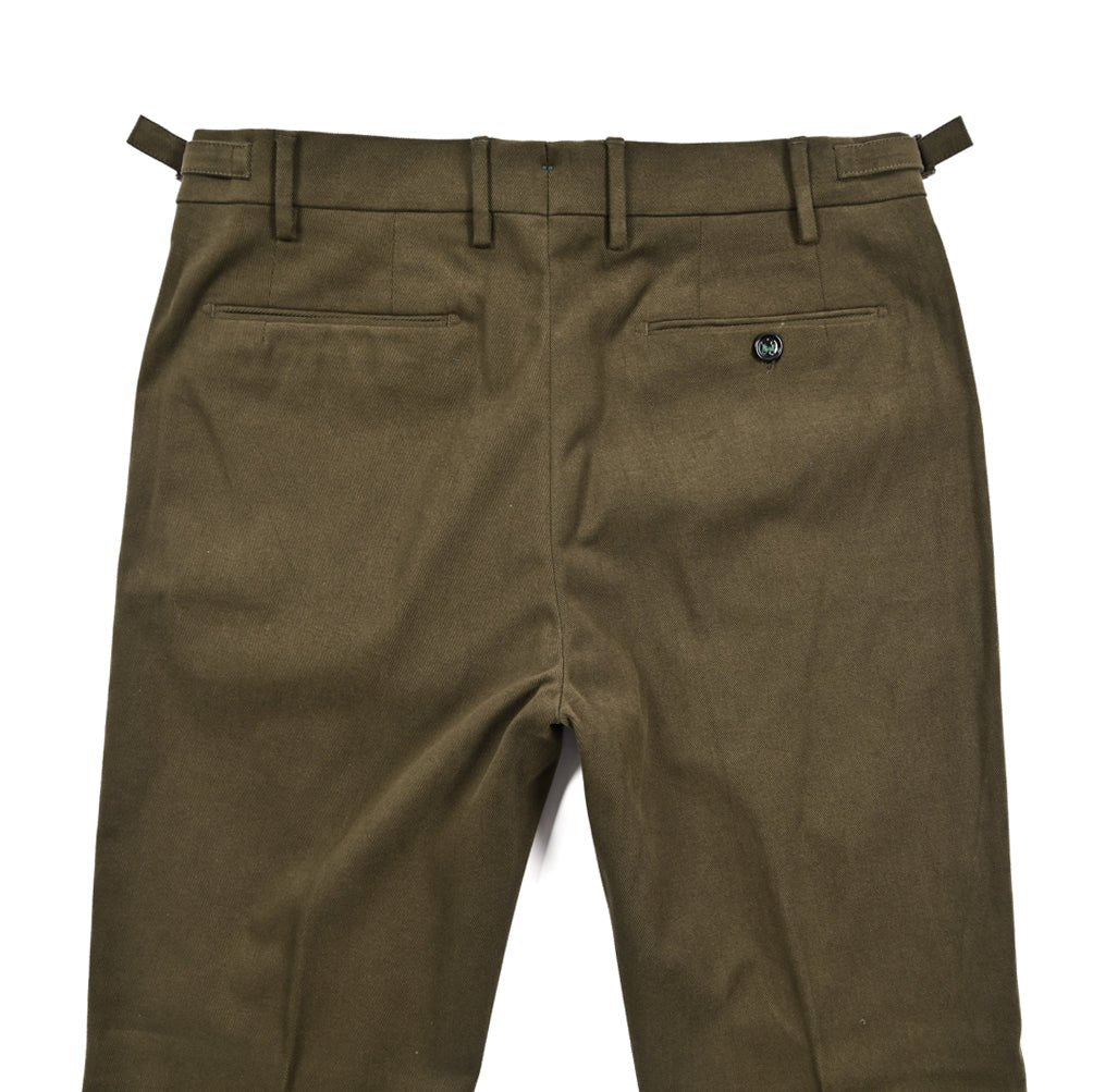 BERWICH “RETRO” ストレッチコットン ワンタックパンツ カーキグリーン(army) 44 | GUARDAROBA MILANO OFFICIAL STORE