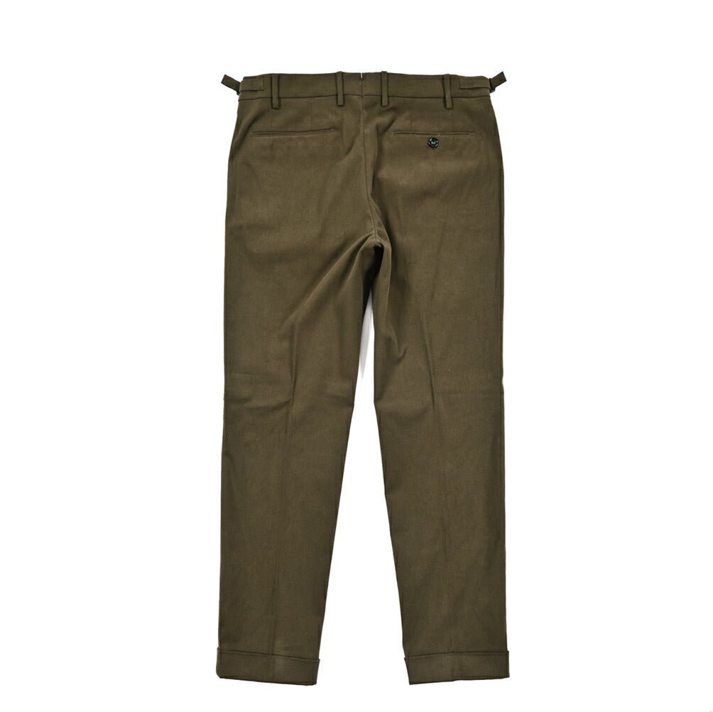 BERWICH “RETRO” ストレッチコットン ワンタックパンツ カーキグリーン(army) 44 | GUARDAROBA MILANO OFFICIAL STORE