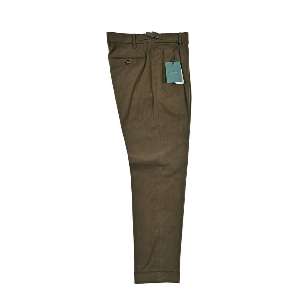 BERWICH “RETRO” ストレッチコットン ワンタックパンツ カーキグリーン(army) 44 | GUARDAROBA MILANO OFFICIAL STORE