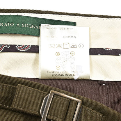 BERWICH “RETRO” ストレッチコットン ワンタックパンツ カーキグリーン(army) 44 | GUARDAROBA MILANO OFFICIAL STORE