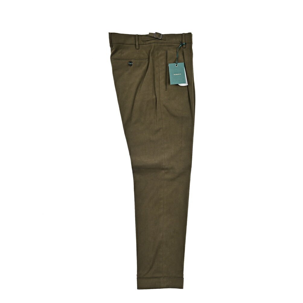 BERWICH “RETRO” ストレッチコットン ワンタックパンツ カーキグリーン(army) 44 | GUARDAROBA MILANO OFFICIAL STORE