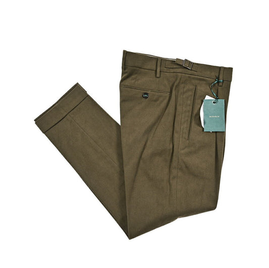 BERWICH “RETRO” ストレッチコットン ワンタックパンツ カーキグリーン(army) 44 | GUARDAROBA MILANO OFFICIAL STORE