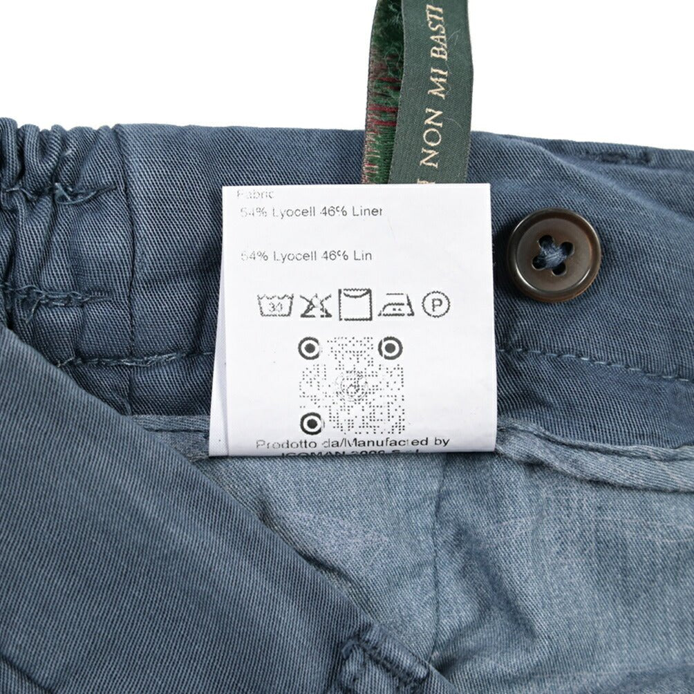BERWICH “RETRO ELAX-GD” リネン混 ワンタックスラックス ネイビー(blue13) 44 | GUARDAROBA MILANO OFFICIAL STORE