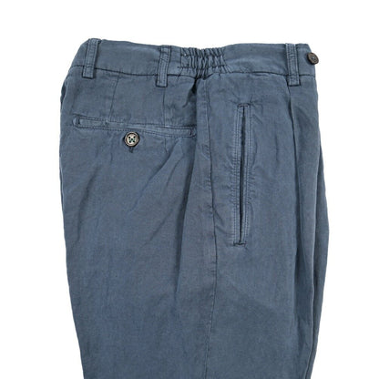 BERWICH “RETRO ELAX-GD” リネン混 ワンタックスラックス ネイビー(blue13) 44 | GUARDAROBA MILANO OFFICIAL STORE