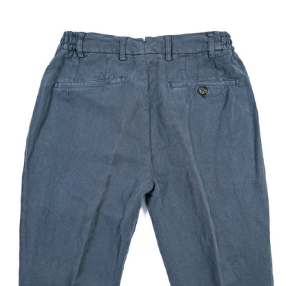 BERWICH “RETRO ELAX-GD” リネン混 ワンタックスラックス ネイビー(blue13) 44 | GUARDAROBA MILANO OFFICIAL STORE