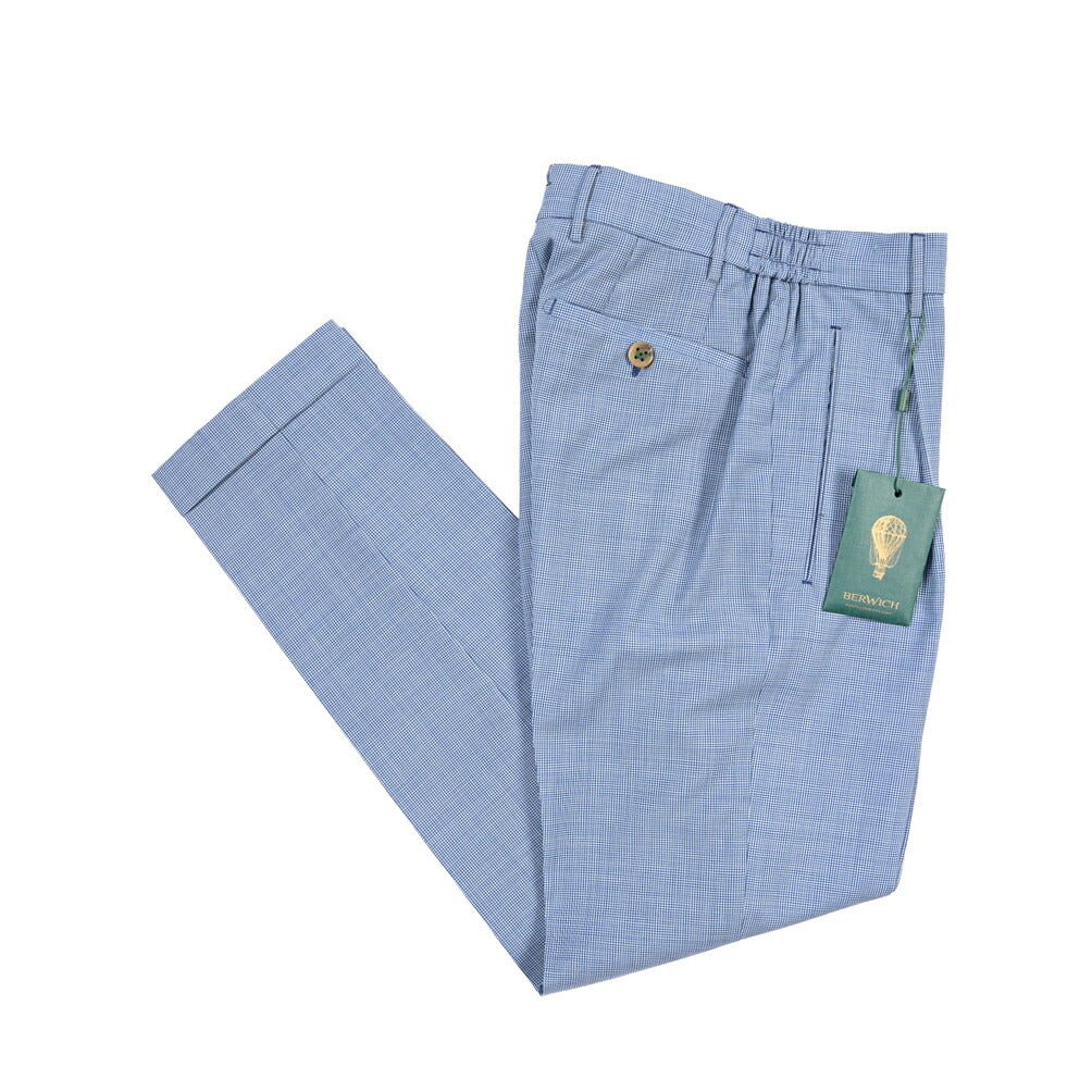 BERWICH “RETRO ELAX” SUPER 110'S ヴァージンウール100% ワンタックスラックス ブルー(royal) 44 | GUARDAROBA MILANO OFFICIAL STORE