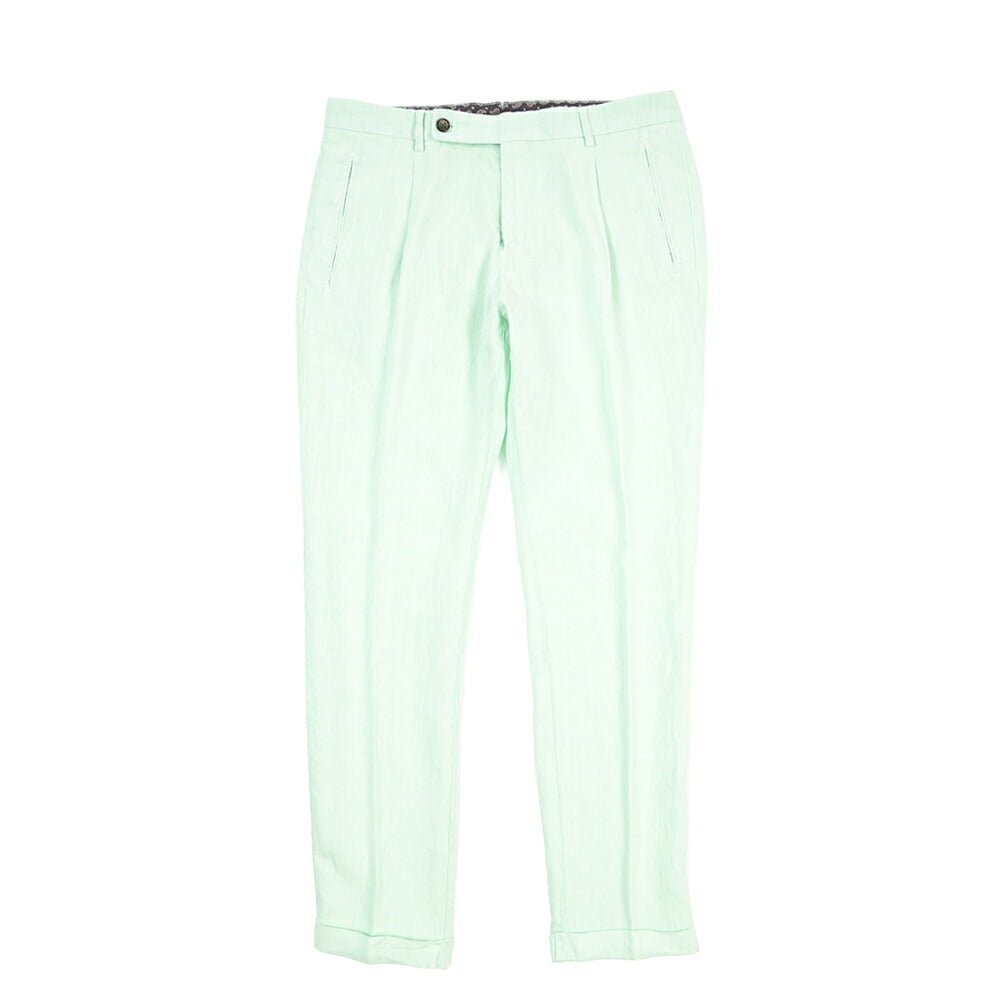 BERWICH “RETRO-GD” リネン100% ワンタックスラックス ライトグリーン(lt verde924) 48 | GUARDAROBA MILANO OFFICIAL STORE