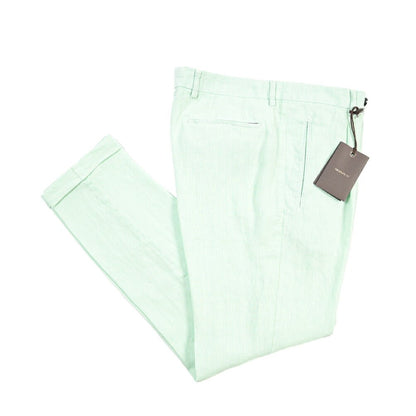 BERWICH “RETRO-GD” リネン100% ワンタックスラックス ライトグリーン(lt verde924) 48 | GUARDAROBA MILANO OFFICIAL STORE