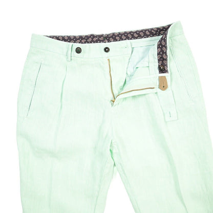 BERWICH “RETRO-GD” リネン100% ワンタックスラックス ライトグリーン(lt verde924) 48 | GUARDAROBA MILANO OFFICIAL STORE