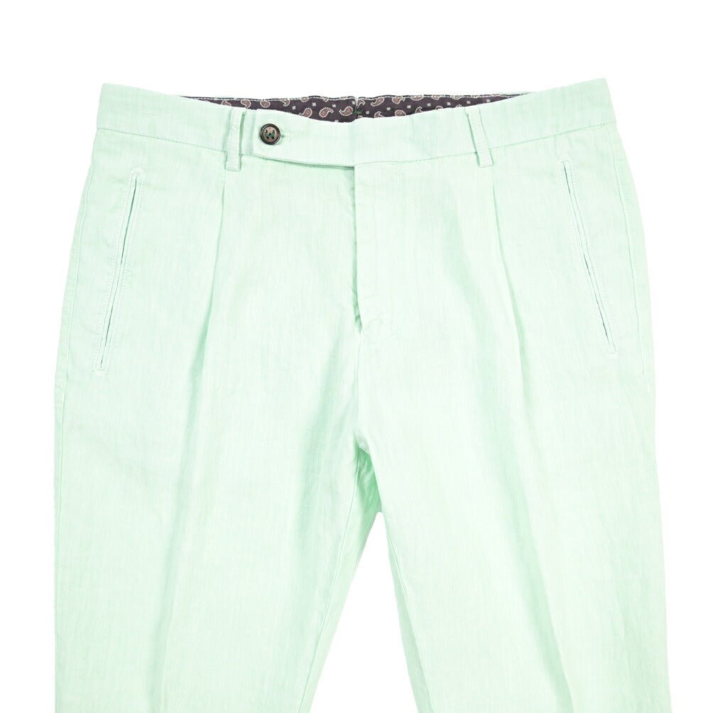 BERWICH “RETRO-GD” リネン100% ワンタックスラックス ライトグリーン(lt verde924) 48 | GUARDAROBA MILANO OFFICIAL STORE