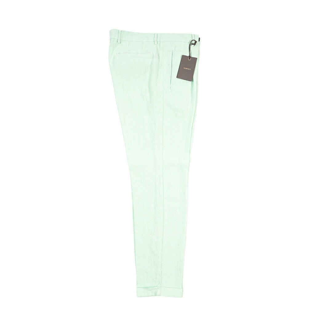 BERWICH “RETRO-GD” リネン100% ワンタックスラックス ライトグリーン(lt verde924) 48 | GUARDAROBA MILANO OFFICIAL STORE