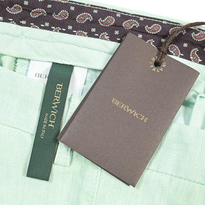 BERWICH “RETRO-GD” リネン100% ワンタックスラックス ライトグリーン(lt verde924) 48 | GUARDAROBA MILANO OFFICIAL STORE