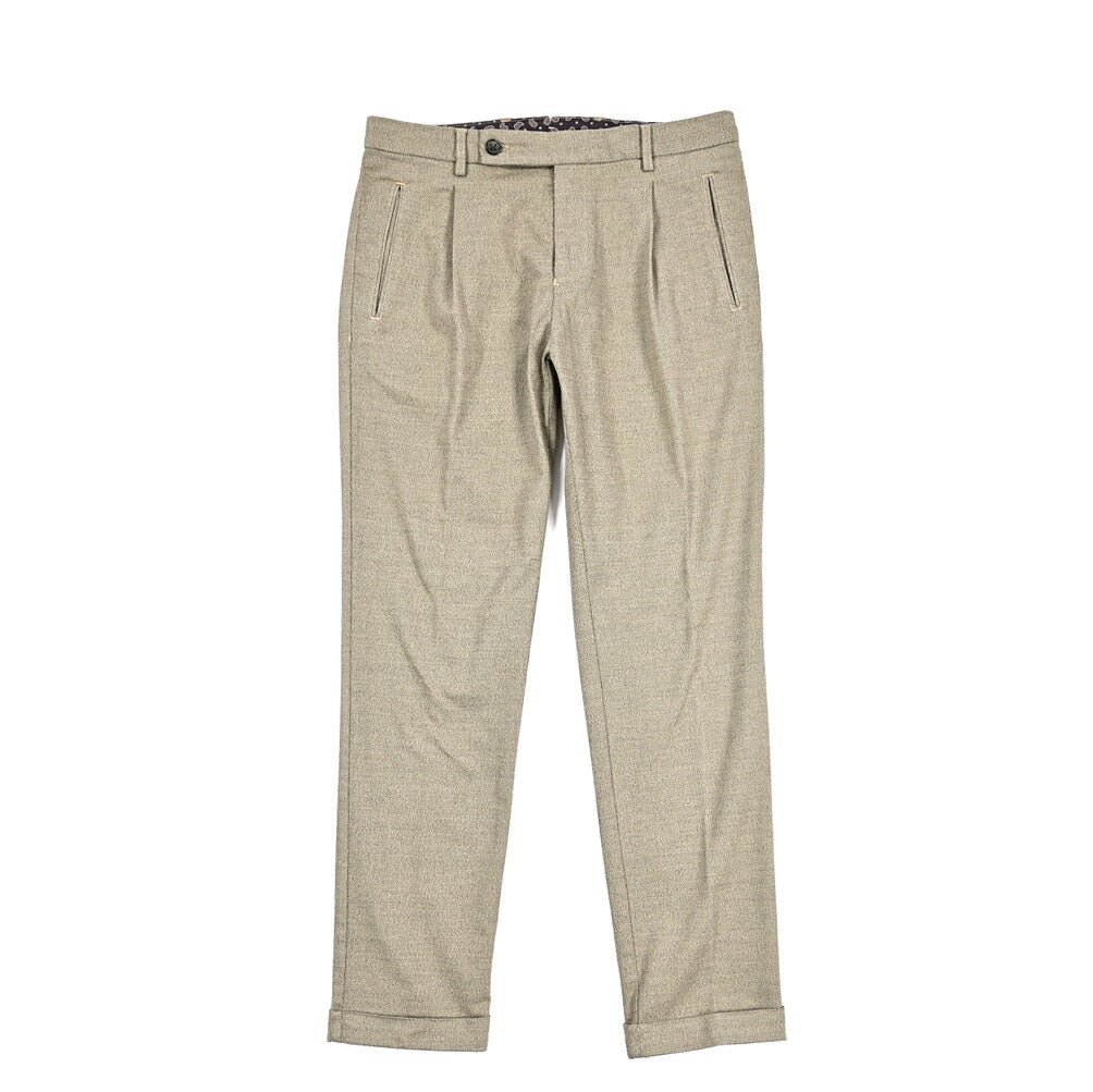 BERWICH “RETRO-GD” ビスコース混コットン ワンタックパンツ ベージュ(beige208) 44 | GUARDAROBA MILANO OFFICIAL STORE