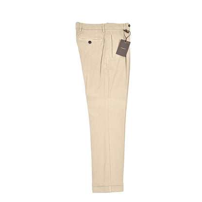 BERWICH “RETRO - GD” ビスコース混コットン ワンタックストレッチパンツ ベージュ(beige208) 46 | GUARDAROBA MILANO OFFICIAL STORE