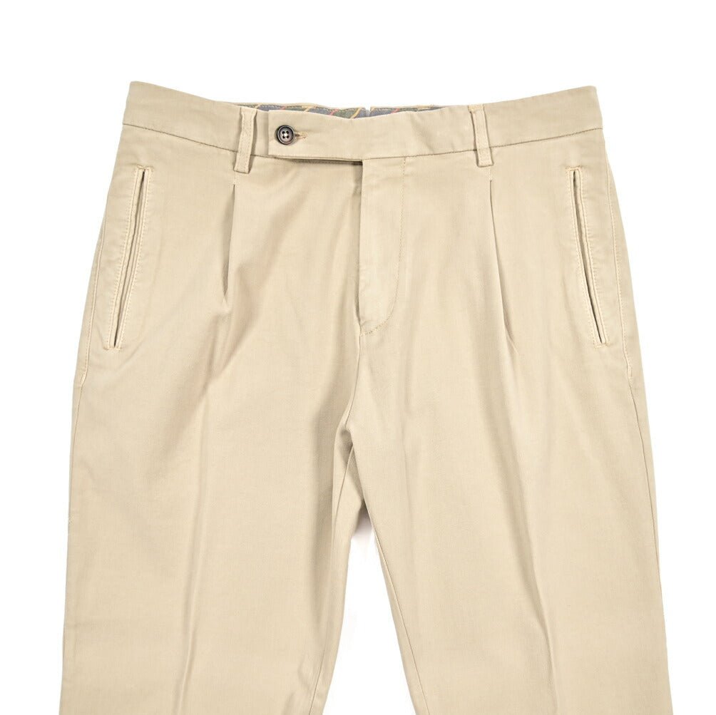 BERWICH “RETRO - GD” ビスコース混コットン ワンタックストレッチパンツ ベージュ(beige208) 46 | GUARDAROBA MILANO OFFICIAL STORE