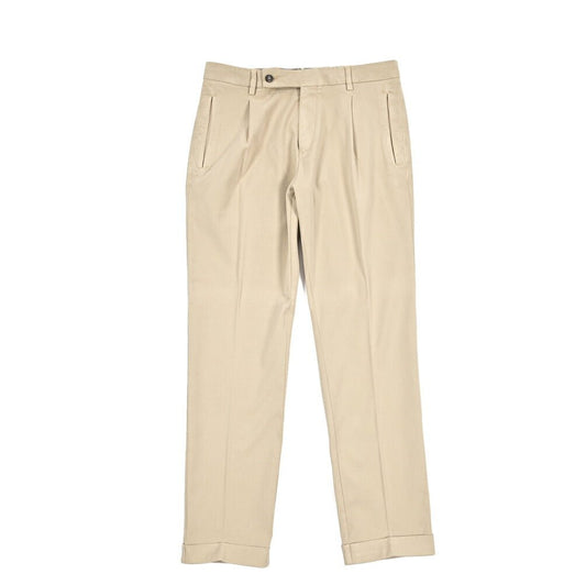 BERWICH “RETRO - GD” ビスコース混コットン ワンタックストレッチパンツ ベージュ(beige208) 46 | GUARDAROBA MILANO OFFICIAL STORE