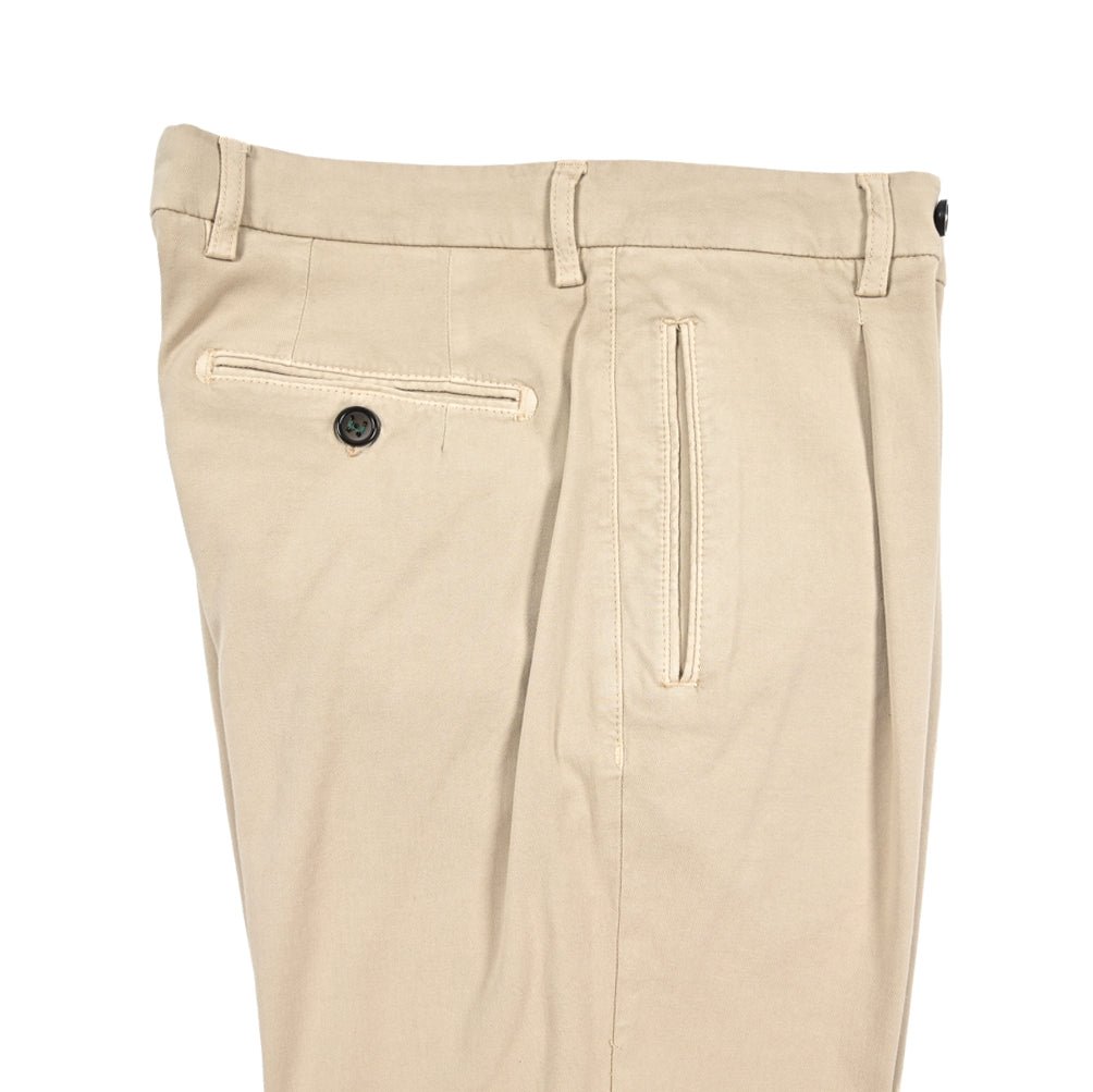 BERWICH “RETRO - GD” ビスコース混コットン ワンタックストレッチパンツ ベージュ(beige208) 46 | GUARDAROBA MILANO OFFICIAL STORE