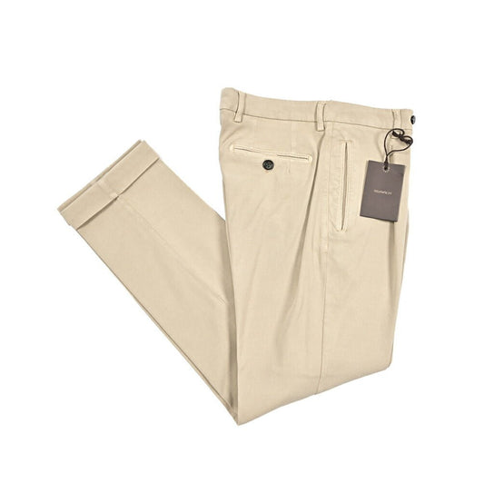BERWICH “RETRO - GD” ビスコース混コットン ワンタックストレッチパンツ ベージュ(beige208) 46 | GUARDAROBA MILANO OFFICIAL STORE