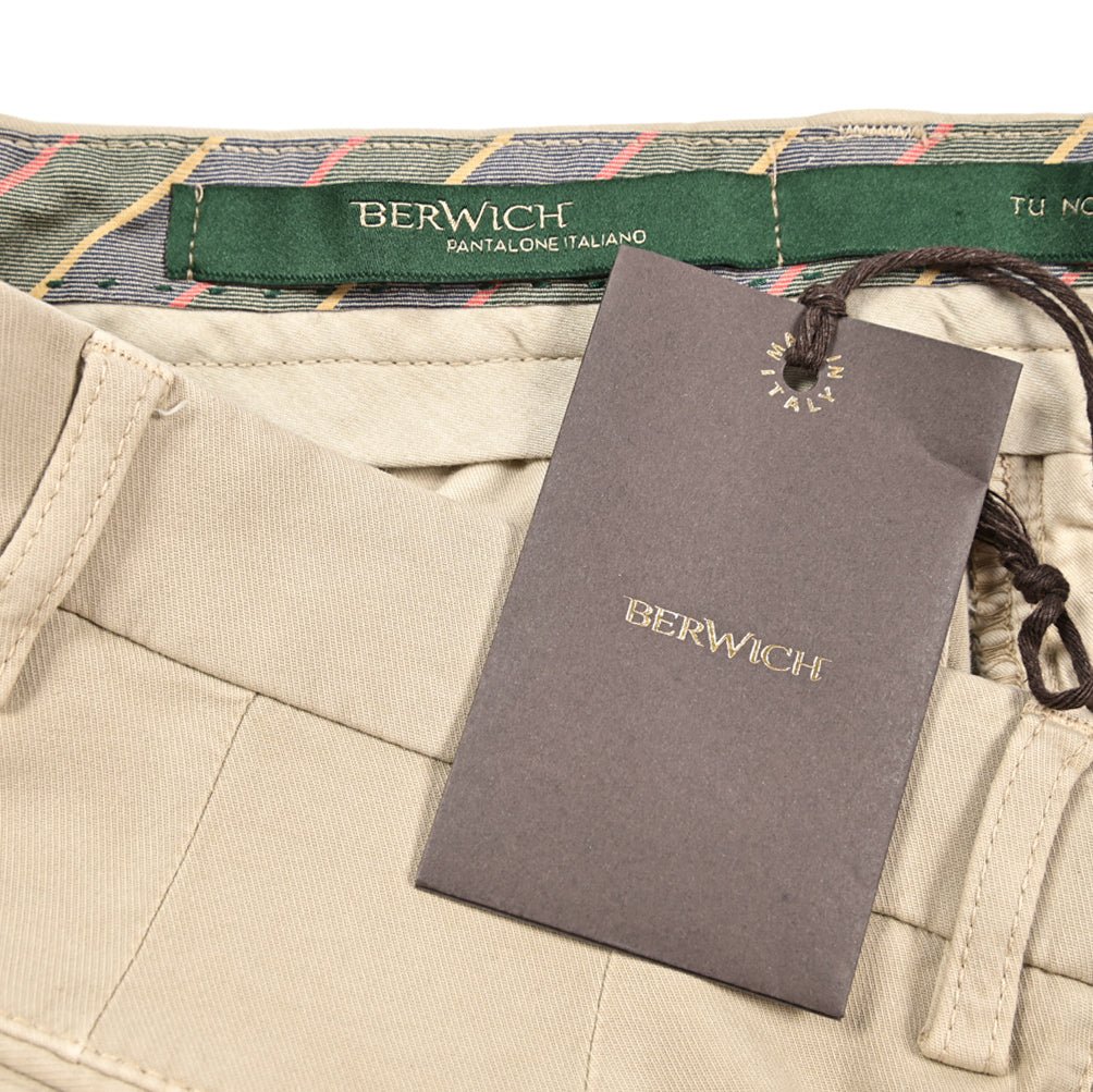 BERWICH “RETRO - GD” ビスコース混コットン ワンタックストレッチパンツ ベージュ(beige208) 46 | GUARDAROBA MILANO OFFICIAL STORE