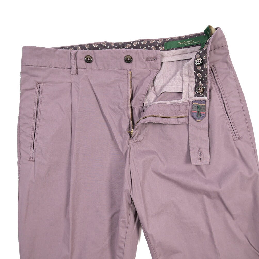 BERWICH “RETRO-GD” リヨセル混コットン ワンタックパンツ パープル(cipolla502) 48 | GUARDAROBA MILANO OFFICIAL STORE