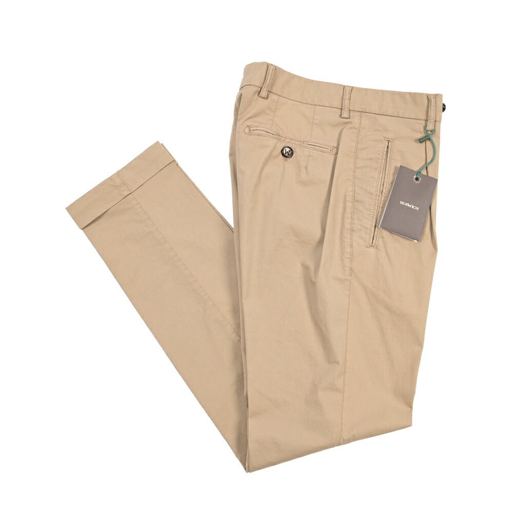 BERWICH “RETRO-GD” ストレッチコットン ワンタックチノパンツ ブラウン(noce724) 44 | GUARDAROBA MILANO OFFICIAL STORE
