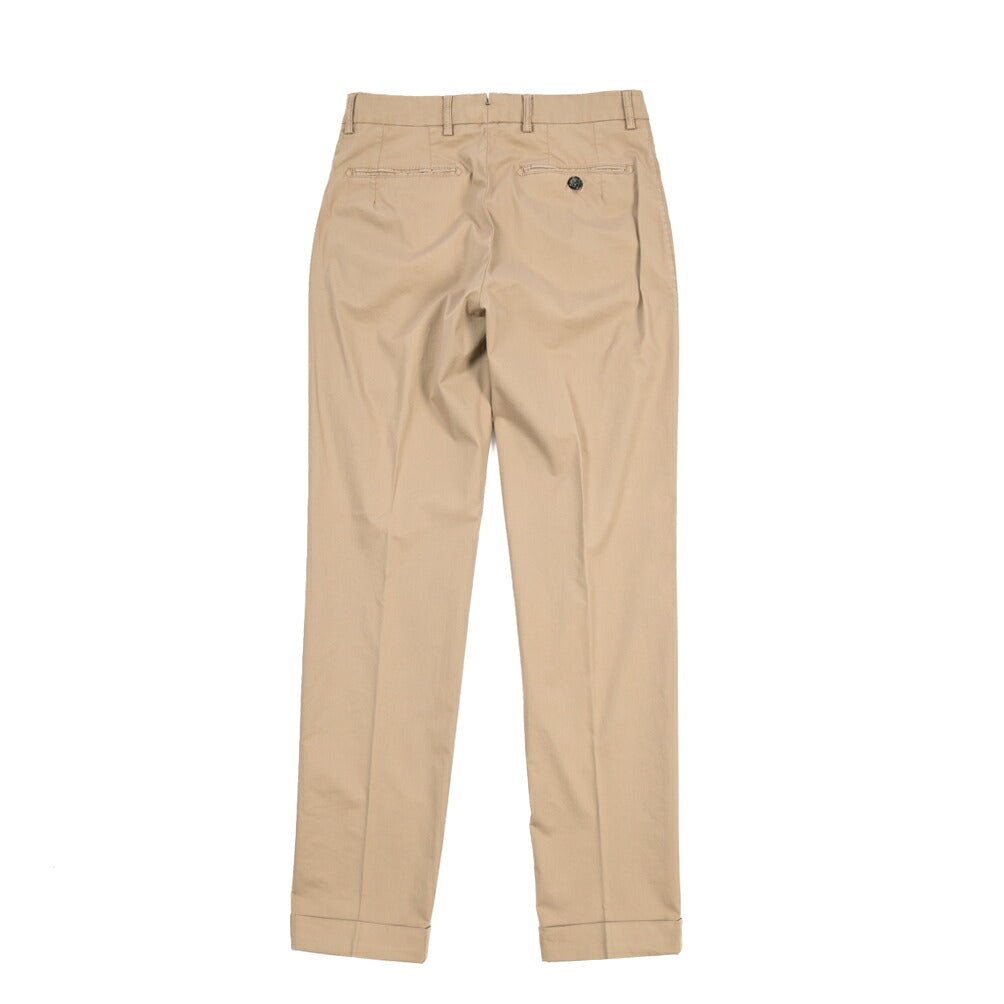 BERWICH “RETRO-GD” ストレッチコットン ワンタックチノパンツ ブラウン(noce724) 44 | GUARDAROBA MILANO OFFICIAL STORE