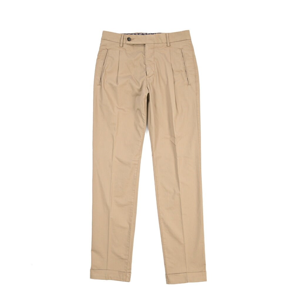 BERWICH “RETRO-GD” ストレッチコットン ワンタックチノパンツ ブラウン(noce724) 44 | GUARDAROBA MILANO OFFICIAL STORE