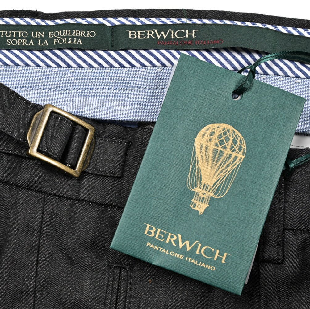 BERWICH "RETRO LONG" コットン100% ライトオンスデニム ワンタックスラックス｜424560 - 46｜GUARDAROBA MILANO OFFICIAL STORE