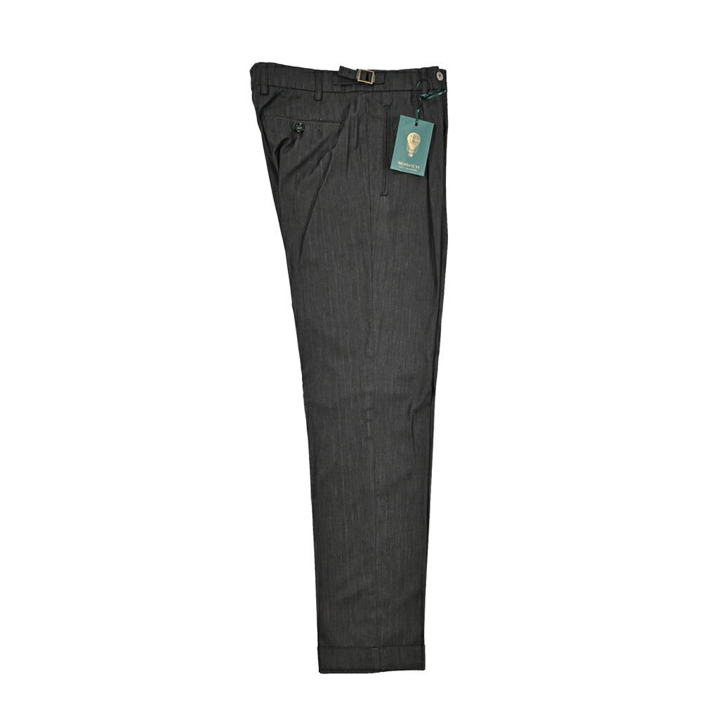 BERWICH "RETRO LONG" コットン100% ライトオンスデニム ワンタックスラックス｜424560 - 46｜GUARDAROBA MILANO OFFICIAL STORE