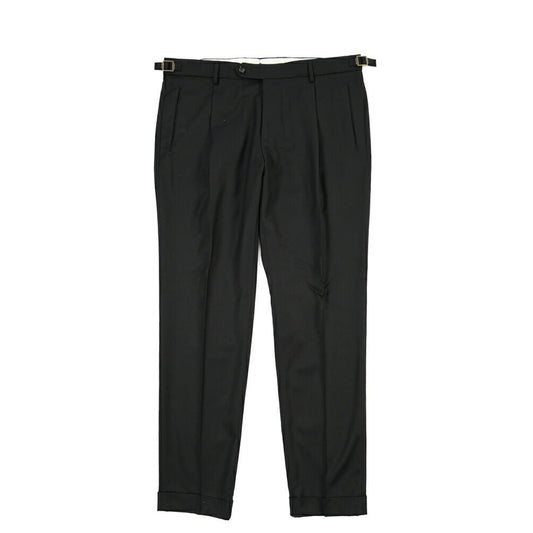 BERWICH “RETRO LONG” ウォッシャブルウール100% ワンタックスラックス ブラック(black) 54 | GUARDAROBA MILANO OFFICIAL STORE