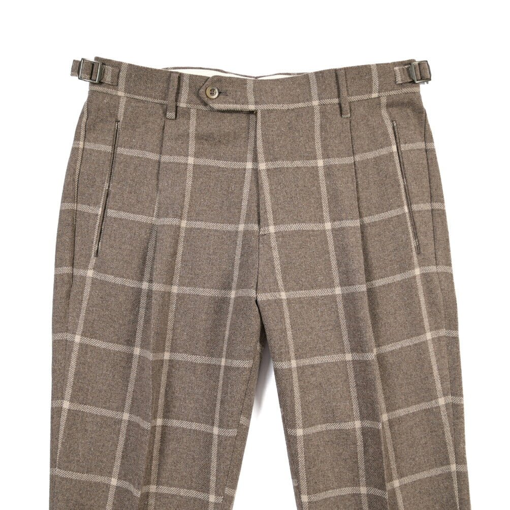 BERWICH “RETRO LONG” ヴァージンウール100% ワンタックスラックス ブラウン(lt camel) 46 | GUARDAROBA MILANO OFFICIAL STORE