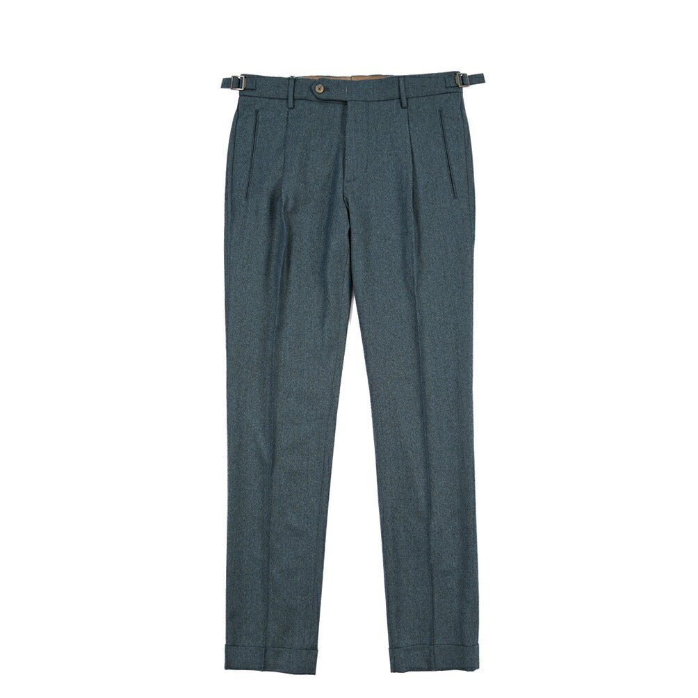 BERWICH “RETRO LONG” ヴァージンウール100% ワンタックスラックス ブルー(petrol) 46 | GUARDAROBA MILANO OFFICIAL STORE
