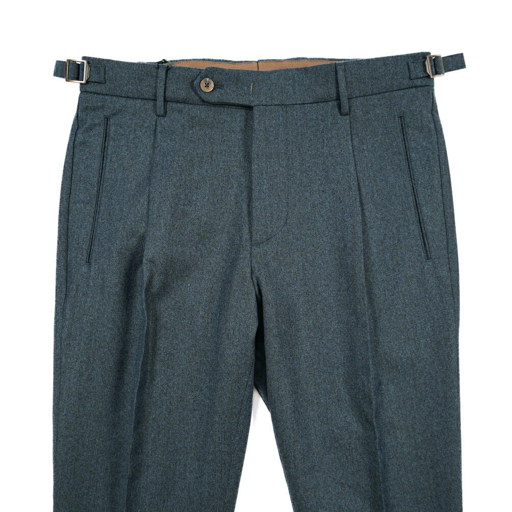 BERWICH “RETRO LONG” ヴァージンウール100% ワンタックスラックス ブルー(petrol) 46 | GUARDAROBA MILANO OFFICIAL STORE