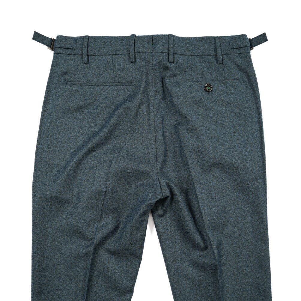 BERWICH “RETRO LONG” ヴァージンウール100% ワンタックスラックス ブルー(petrol) 46 | GUARDAROBA MILANO OFFICIAL STORE